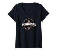 Femme Sorbonne District Administratif de Paris France T-Shirt avec Col en V