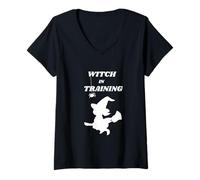Femme Sorcière en Formation sorcière Sorcier ensorcelé Dicton T-Shirt avec Col en V