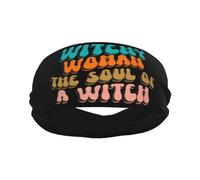 Femme Sorcière L'Âme d'une Sorcière Halloween Rétro Unisexe Serre Tete Élastique Headband Absorbe La Transpiration Bandeau Cheveux pour Running Sport Fitness Cyclisme
