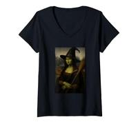 Femme Sorcière Mona Lisa T-Shirt avec Col en V
