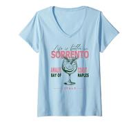 Femme Sorrente : la vie est meilleure sur la côte amalfitaine, baie de Naples, Italie T-Shirt avec Col en V