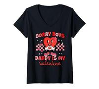 Femme Sorry Boys Daddy is My Valentine Day Girls Kids Todler T-Shirt avec Col en V