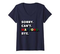 Femme Sorry Can't Mahjong Bye Tile Game Player Stratégie Chinoise T-Shirt avec Col en V