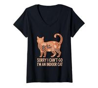 Femme Sorry I Cant Go Im an Indoor Cat Introverts Homebodies T-Shirt avec Col en V