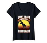 Femme Sorry I Can't I Have Plans with My Dinosaur Trex Dinosaur T-Shirt avec Col en V