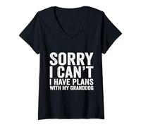 Femme Sorry I Can't I Have Plans with My Granddog Grandma Dog T-Shirt avec Col en V