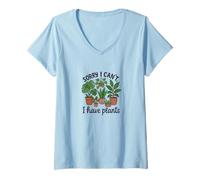 Femme Sorry I Can't I Have Plants Humour drôle Plante d'intérieur T-Shirt avec Col en V