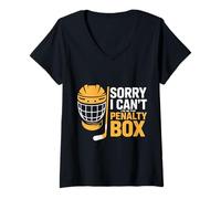 Femme Sorry I Can't I'm in The Penalty Box Hockey Player - T-Shirt avec Col en V