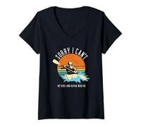 Femme Sorry I Can't My Kids and Kayak Need Me Whitewater Kayak T-Shirt avec Col en V