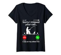 Femme Sorry I Missed Your Call Funny Pun Lover T-Shirt avec Col en V