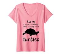 Femme Sorry I Was Thinking About Turtles Humour Tortue Animal T-Shirt avec Col en V