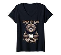 Femme Sorry I'm Late I Didn't Want to Come T-Shirt avec Col en V