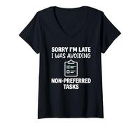 Femme Sorry I'm Late I Was Avoiding Non-Preferred Tasks Goose T-Shirt avec Col en V