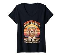 Femme Sorry I'm Late My Cocker Spaniel Needed Attention T-Shirt avec Col en V