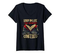 Femme Sorry I'm Late The Chapter Confessed T-Shirt avec Col en V