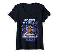 Femme Sorry My Brain Isn't braining Today Drôle T-Shirt avec Col en V