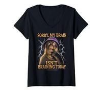 Femme Sorry My Brain Isn't braining Today Drôle T-Shirt avec Col en V