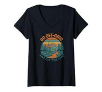 Femme Sortez du réseau, vivez sur Terre T-Shirt avec Col en V