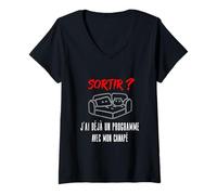 Femme Sortir ? J’ai déjà un programme avec mon canapé sieste T-Shirt avec Col en V
