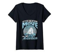 Femme Sortons D'ici Et Allons en Antarctique Rétro Antarctique T-Shirt avec Col en V