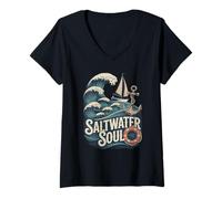 Femme Soul Sailing en Eau salée T-Shirt avec Col en V