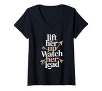 Femme Soulevez-la, Regardez-la diriger, émancipation des Femmes, égalité des Femmes T-Shirt avec Col en V
