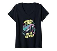 Femme SOUND OF TODAY Pianiste pour jeunes fans T-Shirt avec Col en V