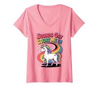 Femme Sounds Gay Count Me In Unicorn Drapeau arc-en-ciel LGBT Gay Pride T-Shirt avec Col en V