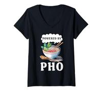Femme Soupe vietnamienne Noddle Pho alimentée par Pho Foodie Lover T-Shirt avec Col en V