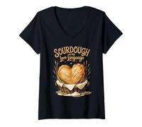 Femme Sourdough is My Love Language - Design de Cuisson Confortable pour Le Pain T-Shirt avec Col en V