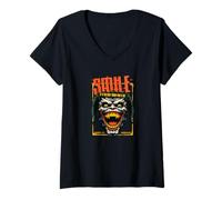 Femme Souriez - La dernière Chose Que Vous verrez - Monster Halloween T-Shirt avec Col en V