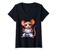 Femme Souris de karaté Champion Spirit Fighter T-Shirt avec Col en V