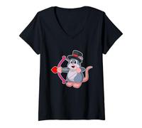 Femme Souris Marié Flèche d'amour Mariage T-Shirt avec Col en V