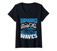 Femme sous-Marins Rule The Waves Submarine T-Shirt avec Col en V