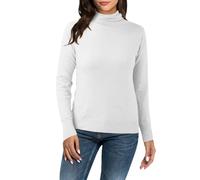 Femme sous Vetement Solide Ajustée Pulls Col Roulé Manches Longues Chaud Hiver Base Layer élastique Sweatshirt et élégant sous Pull Haut Toucher Doux et Souple (White, S)