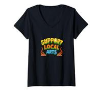 Femme Soutenez le design créatif des arts locaux pour les artistes artisanaux T-Shirt avec Col en V