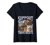 Femme Soutenez les droits des transsexuels Funny Lgbq Cat Meme Bootleg T-Shirt avec Col en V
