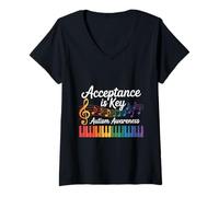 Femme Soutenir la neurodiversité et l'Autisme est Un Graphique clé T-Shirt avec Col en V