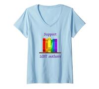 Femme Soutenir Les auteurs LGBT - pour Les lecteurs, écrivains T-Shirt avec Col en V
