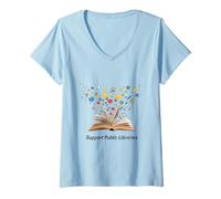 Femme Soutenir Les bibliothèques publiques Literacy Matters Bibliothèan Advocate T-Shirt avec Col en V