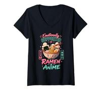 Femme Soutenu Émotionnellement par Ramen & Anime T-Shirt avec Col en V
