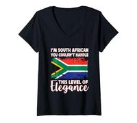 Femme South Africa Flag Elegant South African Boyfriend Girlfriend T-Shirt avec Col en V