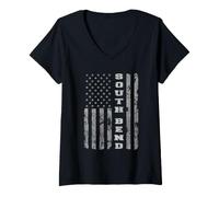 Femme South Bend, Indiana, Drapeau américain T-Shirt avec Col en V
