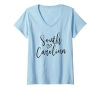 Femme South Carolina Heart Women's Love South Carolina T-Shirt avec Col en V