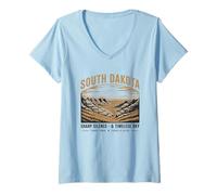 Femme South Dakota Vintage du Dakota du Sud et Ciel Éternel T-Shirt avec Col en V