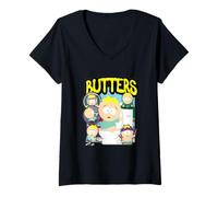Femme South Park Butters Character Spray Paint Logo T-Shirt avec Col en V