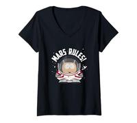 Femme South Park Cartman Astronaut Mars Rules! T-Shirt avec Col en V