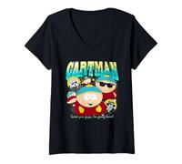 Femme South Park Cartman Parodie rétro années 90 Gangsta Rap Hip Hop Lol T-Shirt avec Col en V