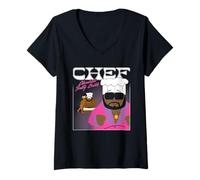 Femme South Park Chef Chocolate Salty Balls Album Cover Cartoon T-Shirt avec Col en V