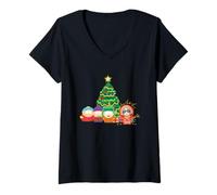 Femme South Park Christmas Kenny Electric Shock Holiday T-Shirt avec Col en V